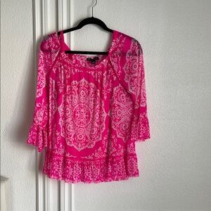 INC International Concepts Pink and White Blouse
